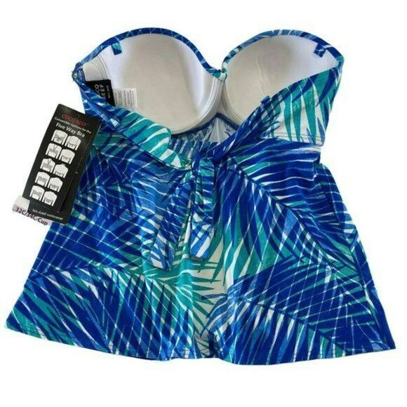 Coco Reef Womens Ocean Blue Five Way Convertible Blue Tankini Top 32C‎ 34C New - Picture 11 of 13